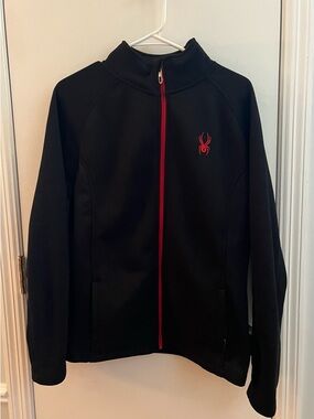 Spyder Black Full-Zip Sweater Jacket with Red Trim